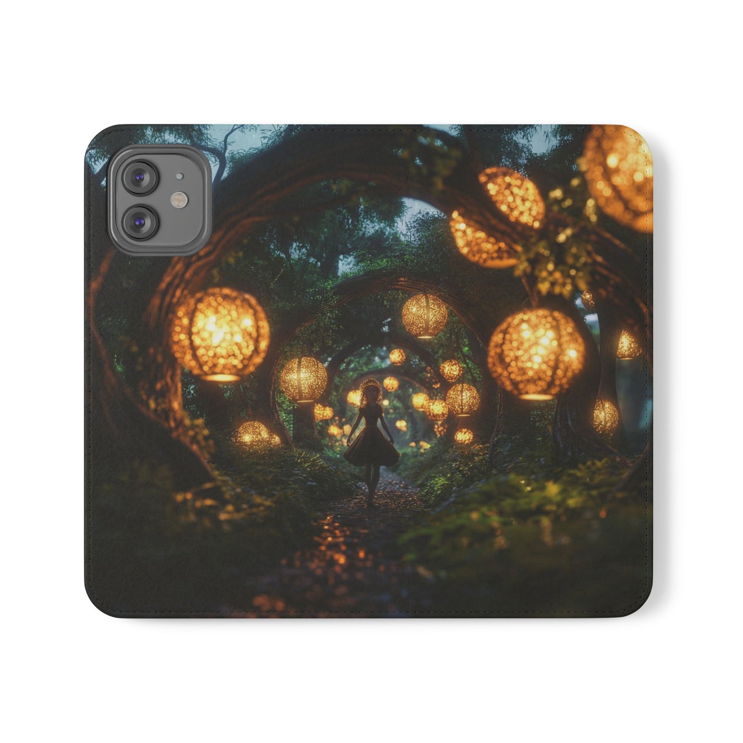 Lantern Archway Flip Cases – Girl Walking Through Forest Tunnel Art Case