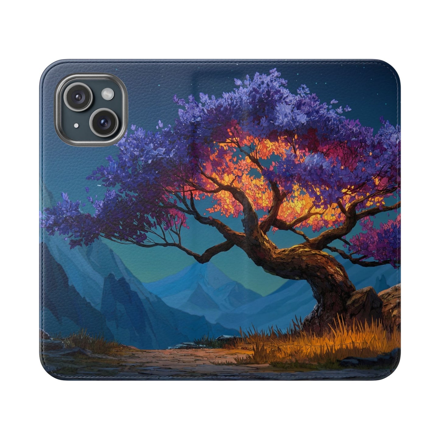 Violet Flame Tree Flip Cases – Twilight Mountain Glow Case