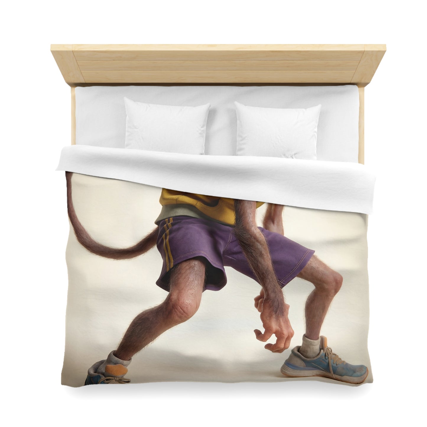 Streetwise Monkey Microfiber Duvet Cover – Athletic Pose in Neon Glow