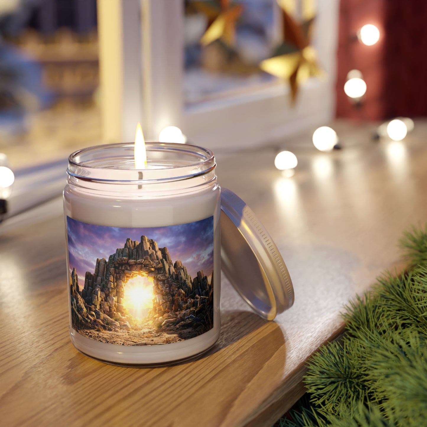 Stone Archway Gateway Scented Soy Candles with White Lid, 9oz – Dawn’s Warm Embrace