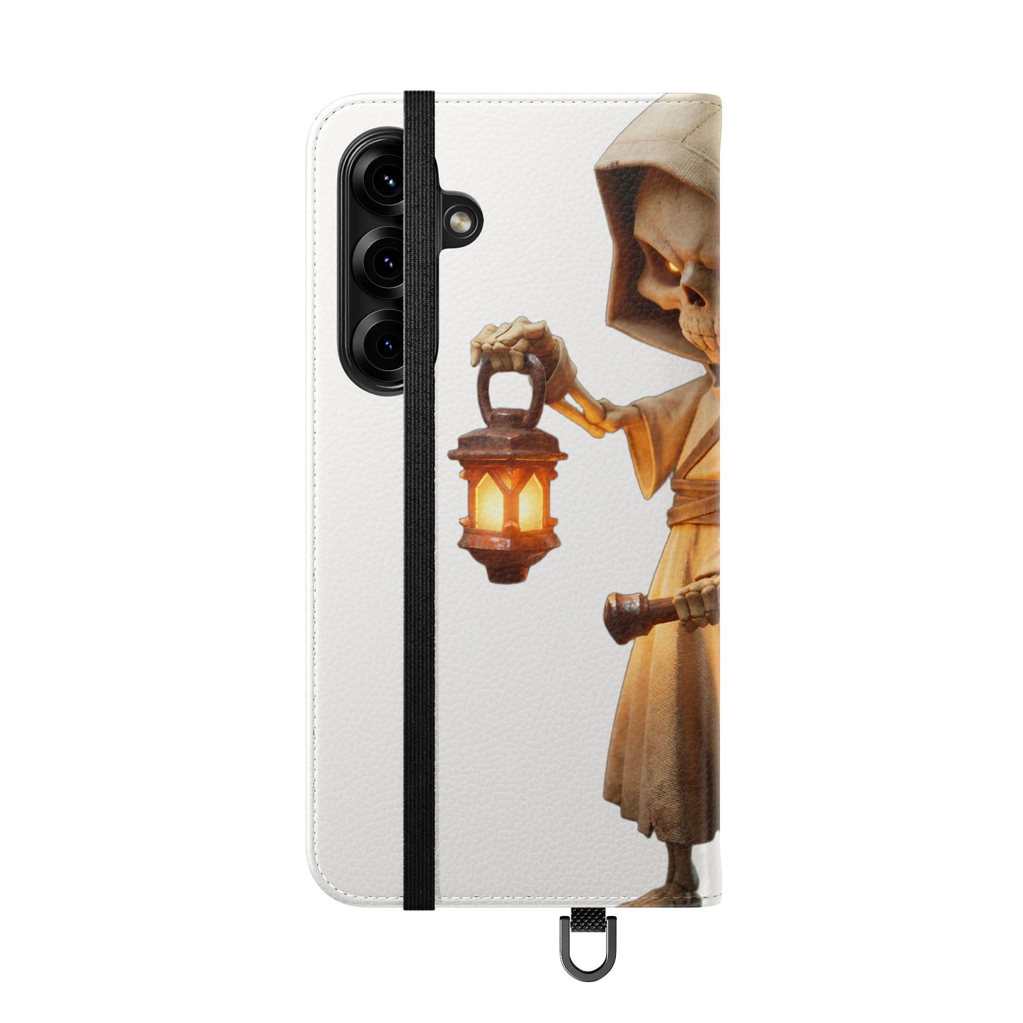 Lantern-Bearing Sentinel Flip Cases – Hooded Guardian with Scythe and Warm Glow
