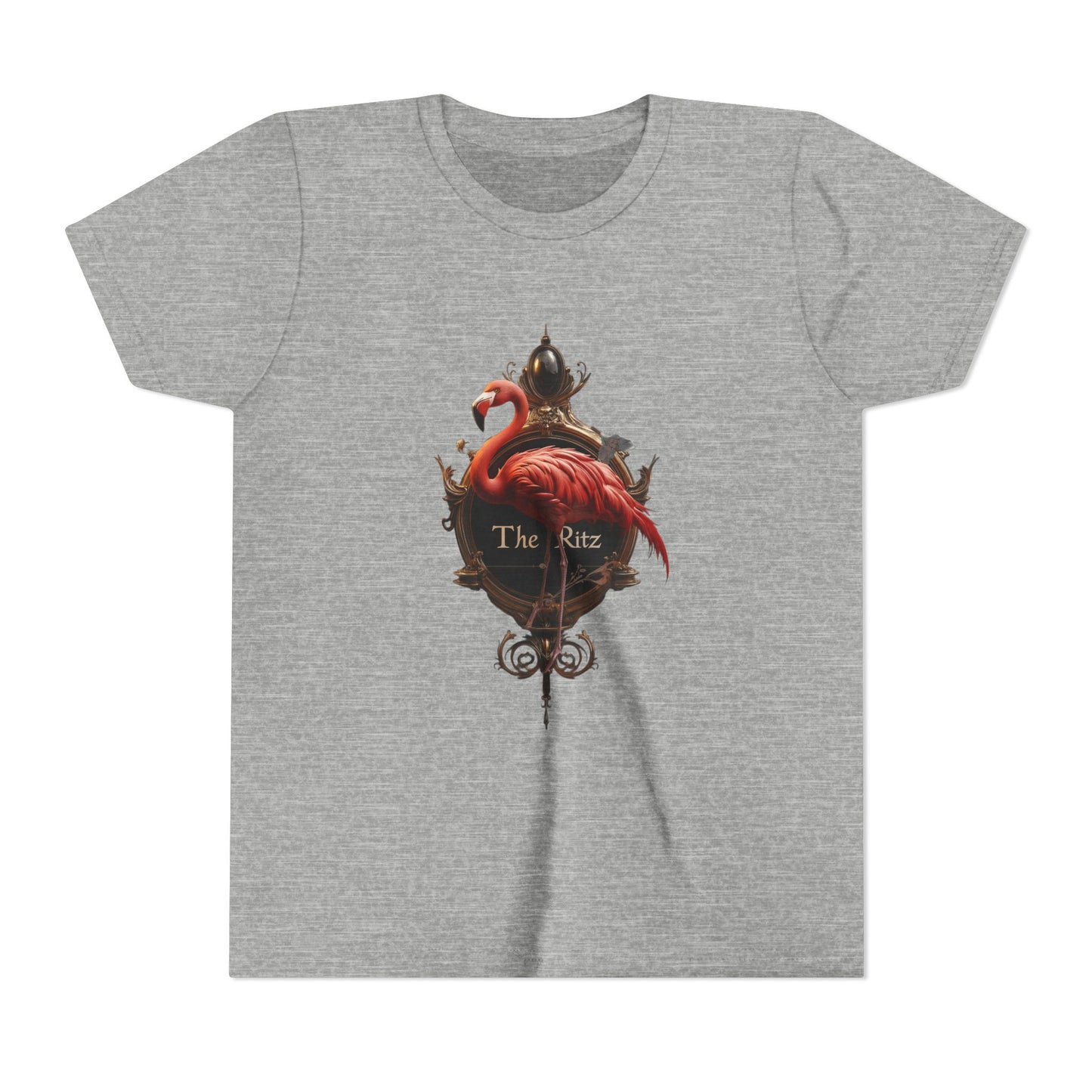 Ornate Frame Flamingo Youth Short Sleeve Tee – Gilded Ritz Garden Emblem
