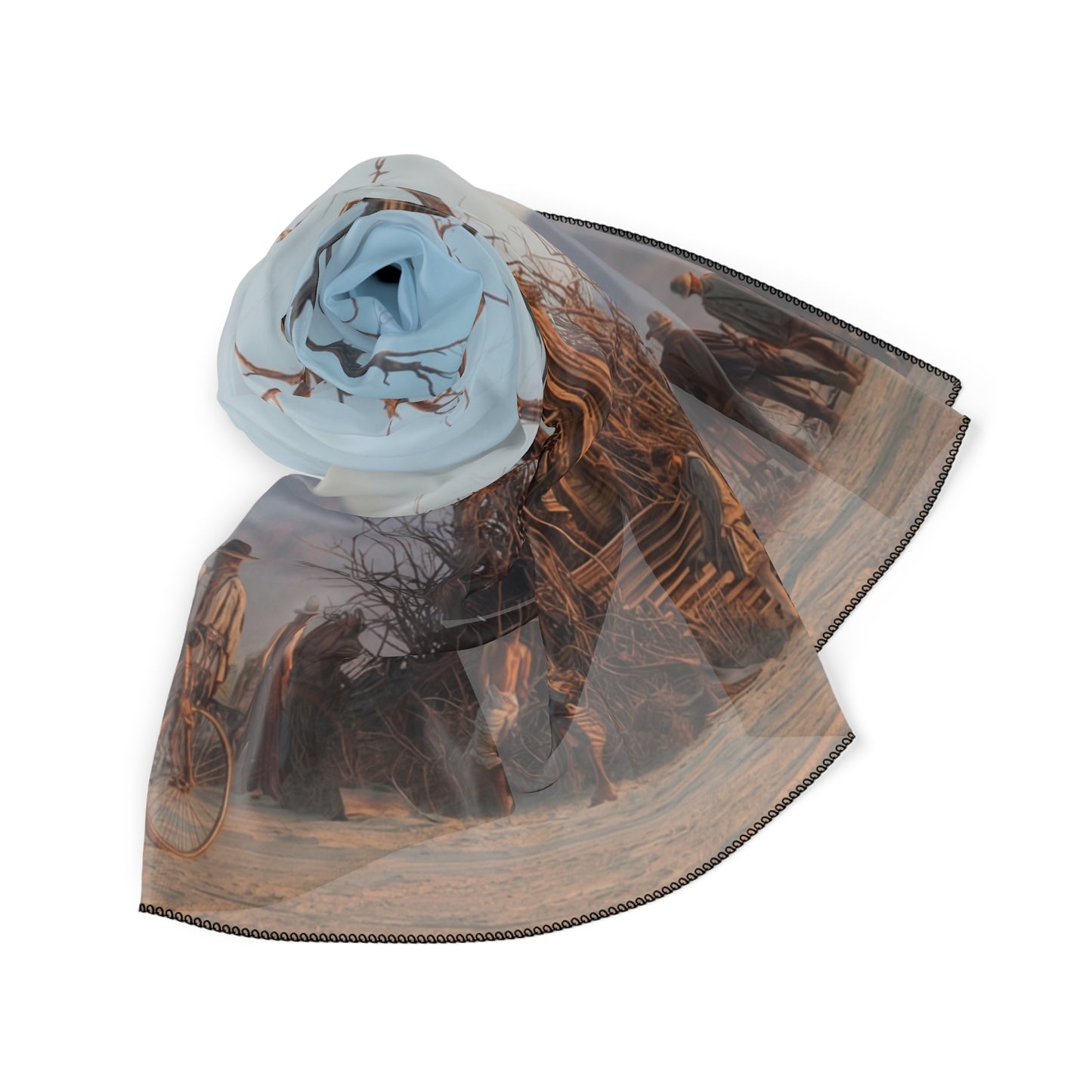 Clock Tower in the Drylands Poly Scarf – Whispers of Time in the Dust