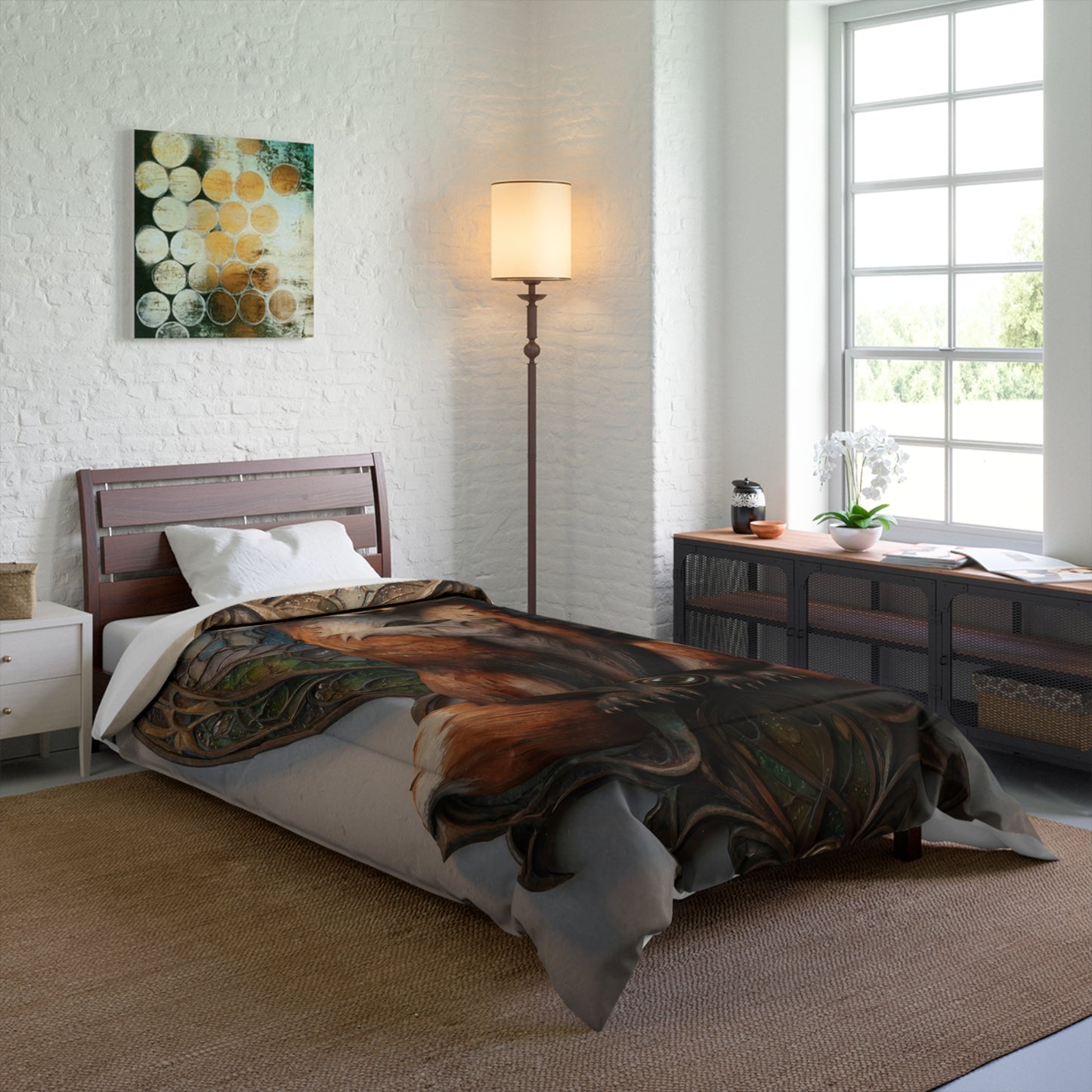 Fox Sentinel Comforter – Amber Twilight Guardian
