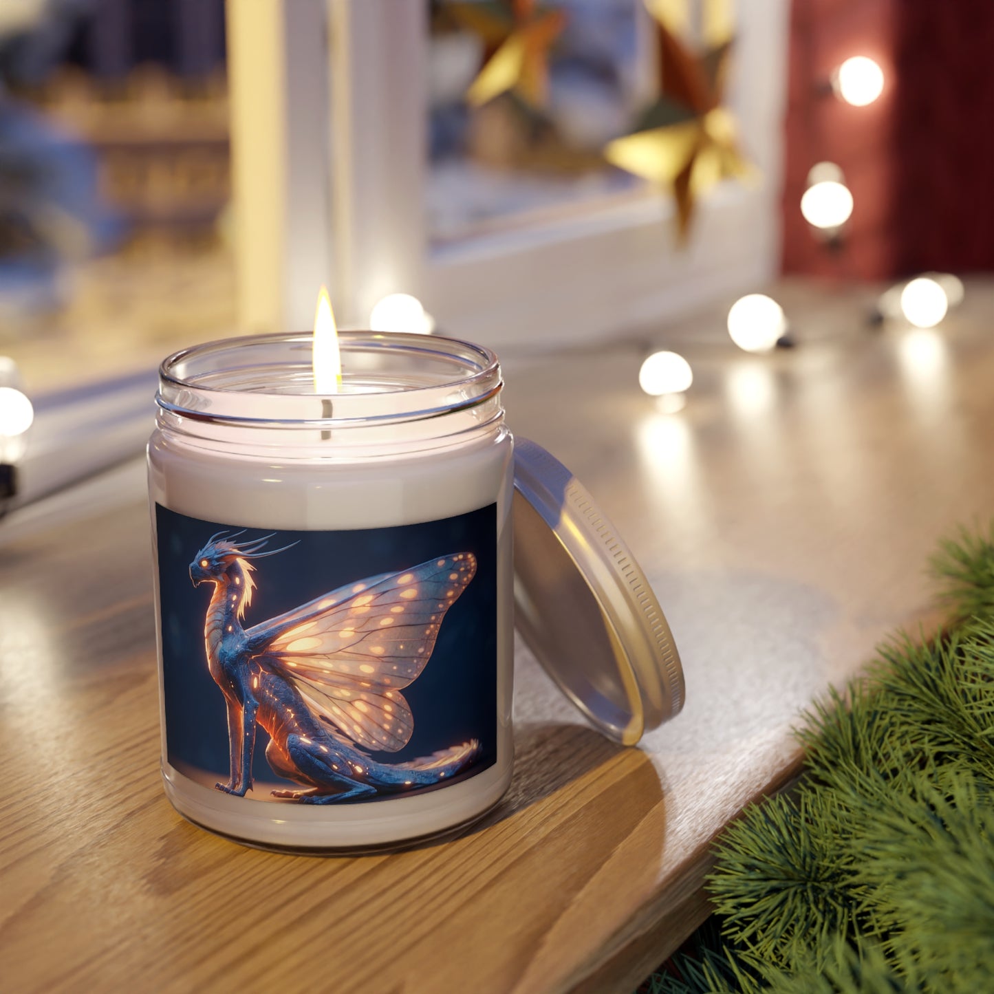 Luminescent Dragonfly Dragon Scented Soy Candles with White Lid, 9oz – Amber Glow Guardian
