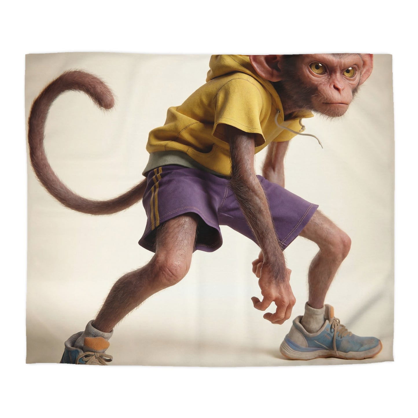 Streetwise Monkey Microfiber Duvet Cover – Athletic Pose in Neon Glow