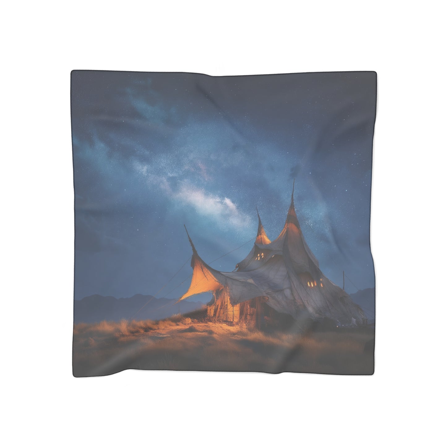 Starlit Nomad Tent Scarf – Milky Way Wanderer Dreamscape