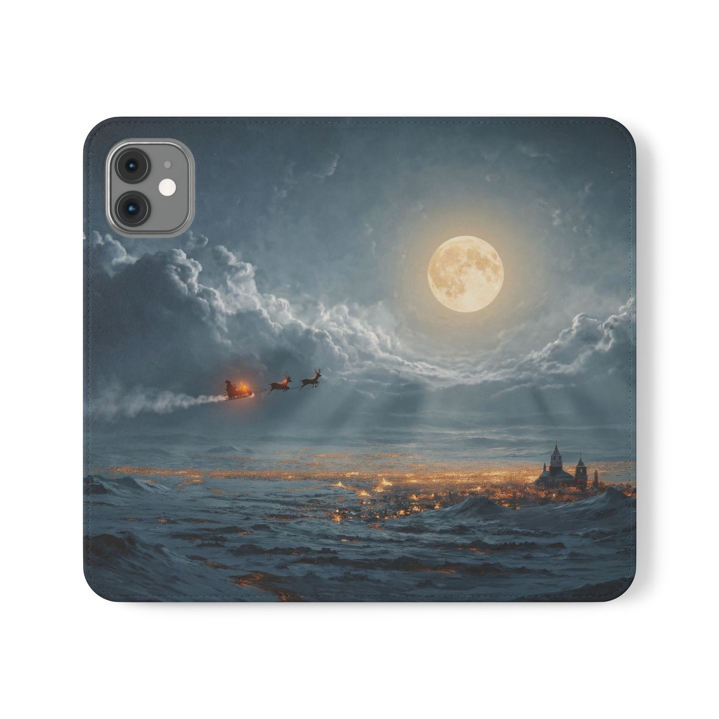 Moonlit Sleigh Flip Cases – Northern Lights Winter Journey