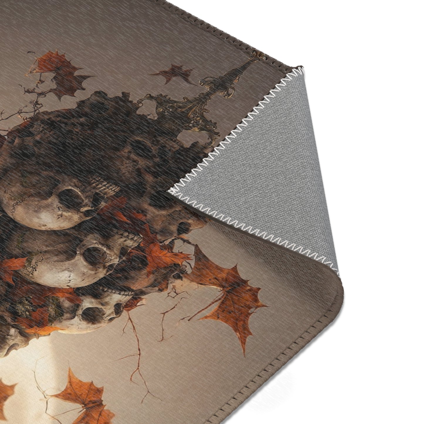 Batwing Corgi Area Rug – Moonlit Skull Throne Fantasy