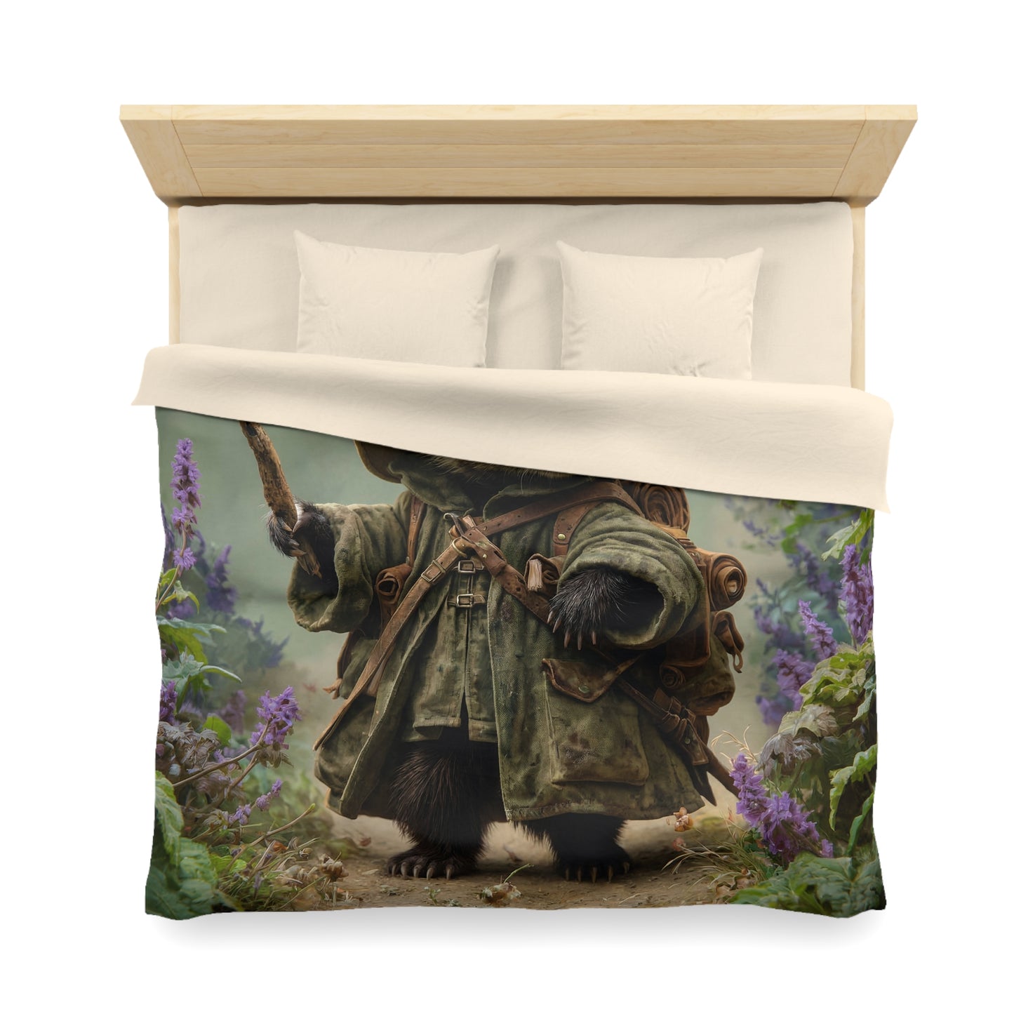 Badger Scout Microfiber Duvet Cover – Mossy Path Through Purple Thistle