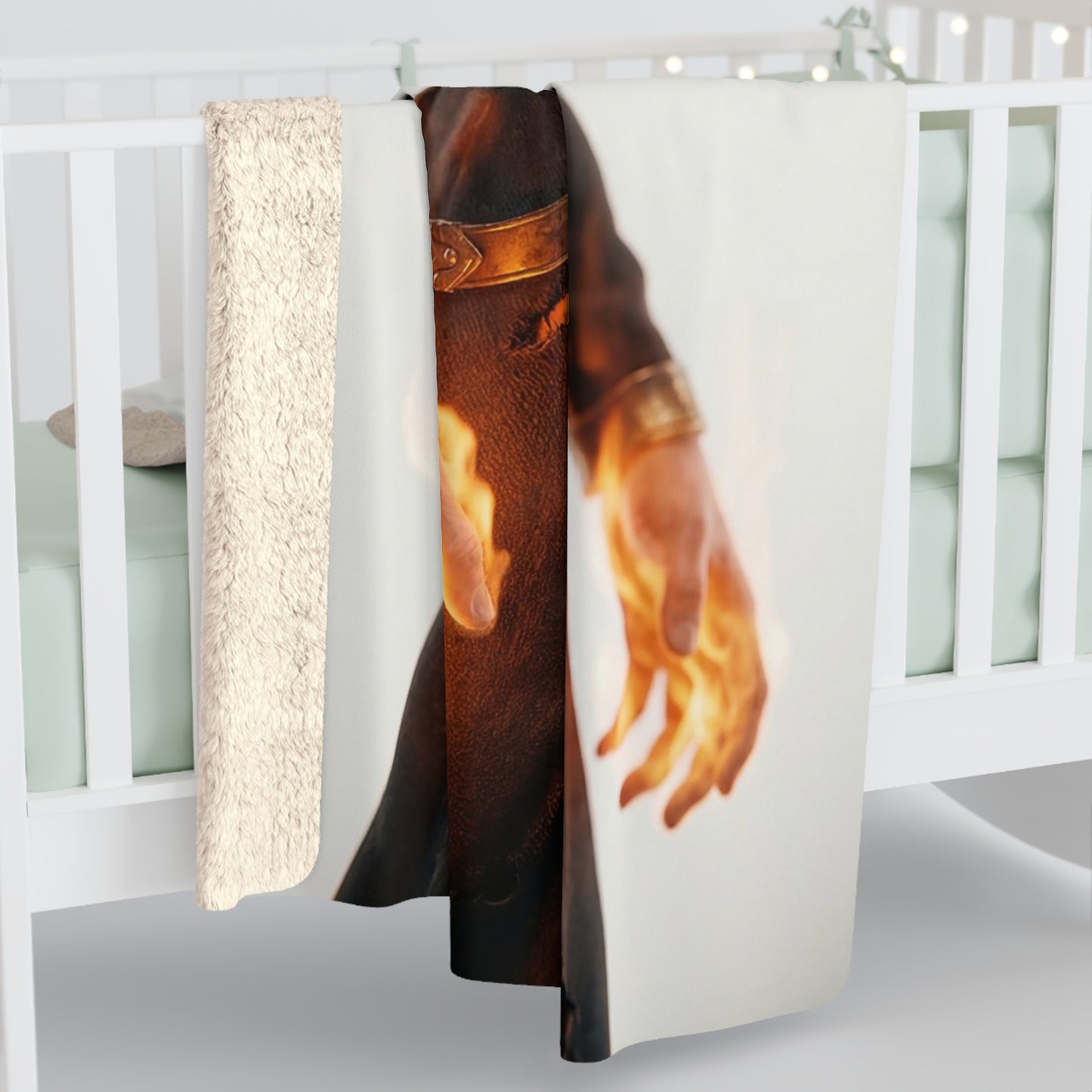 Flame-Headed Sentinel Sherpa Fleece Blanket – Ash and Ember Armor