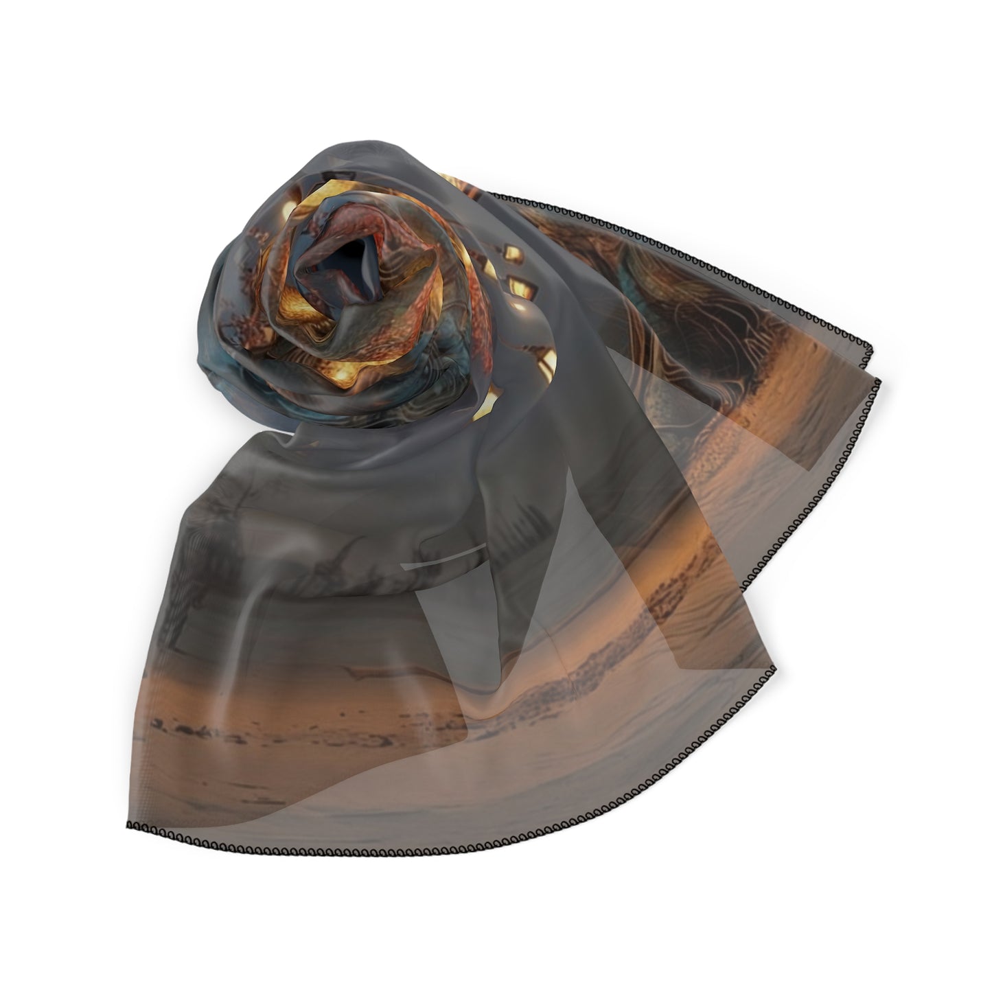Luminous Wisp Tree Poly Scarf – Desert Night Bloom