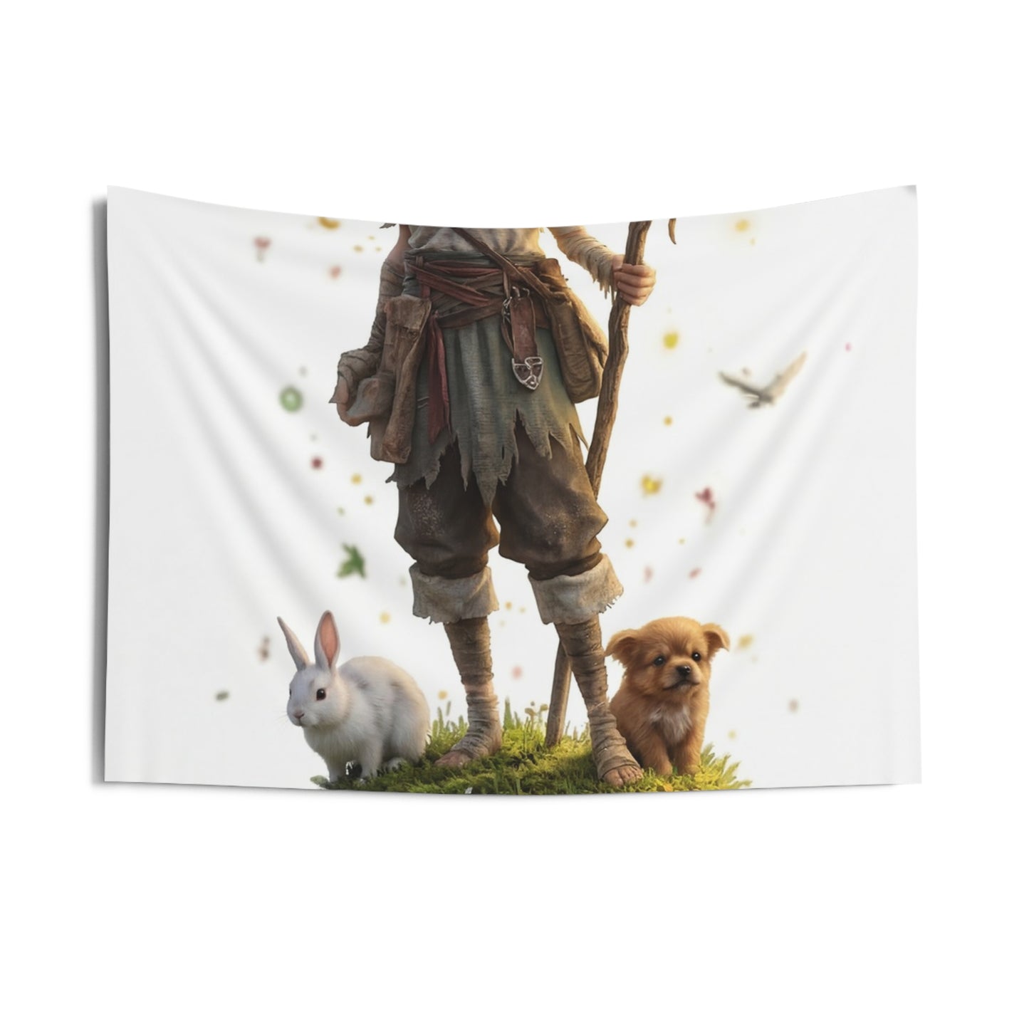 Forest Guardian Youth Wall Tapestry – Glowing Antlered Sentinel Amid Moss & Whispers