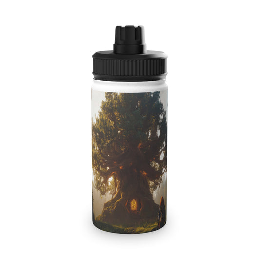 Ancient Treehouse Door Water Bottle – Sunlit Forest Sanctuary