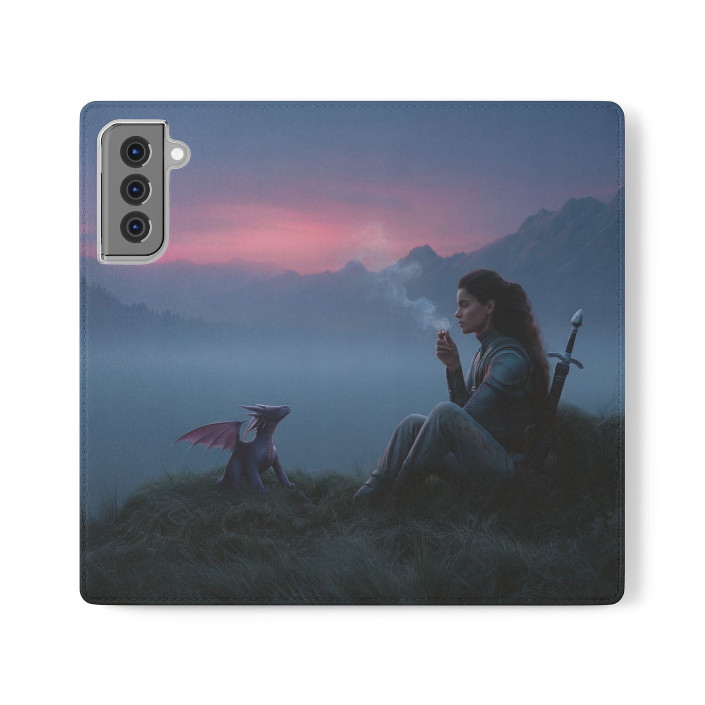 Silent Guardian Flip Cases – Misty Dawn Warrior and Dragon Companion