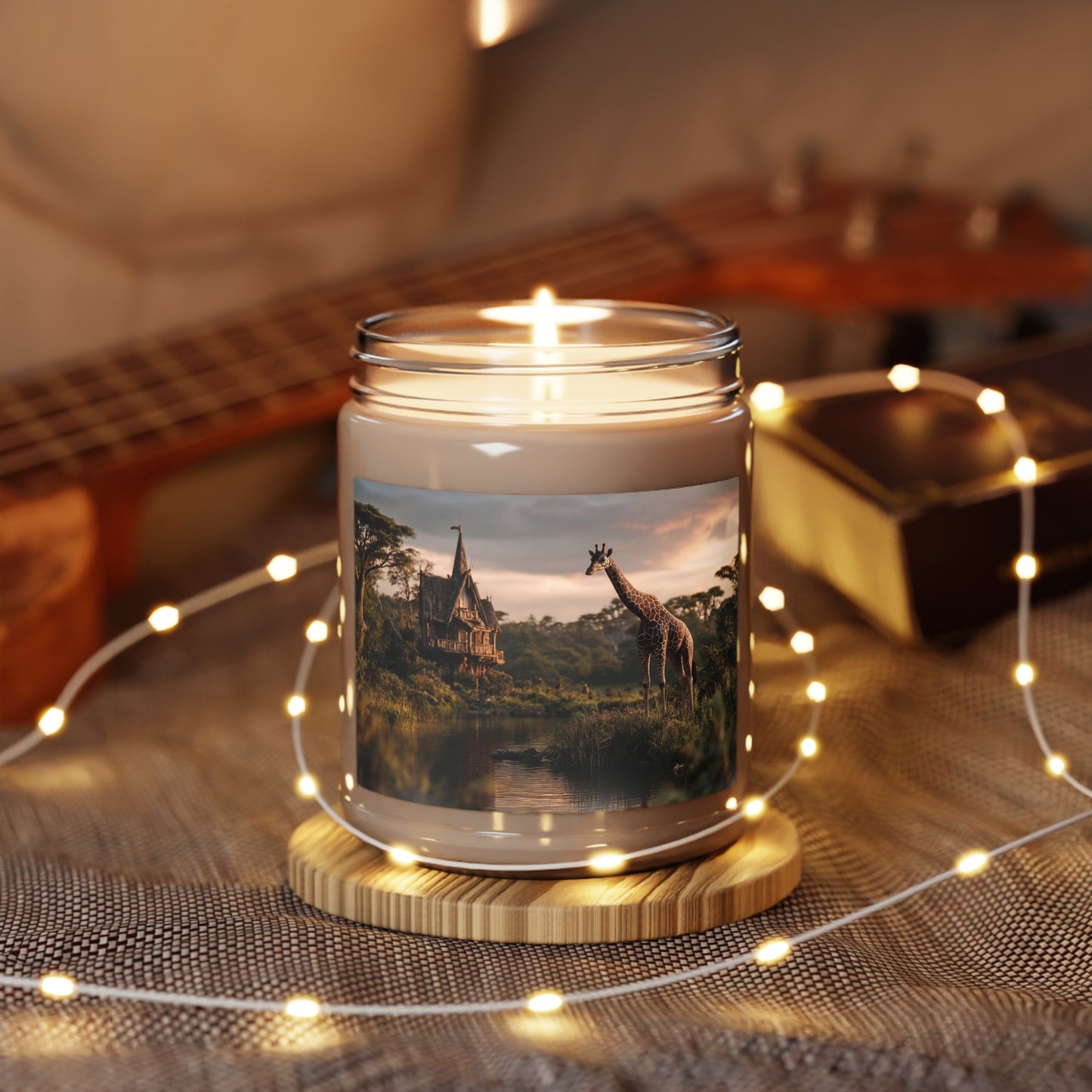 Giraffe by the Water’s Edge Scented Soy Candles with White Lid, 9oz – Sunset Sanctuary