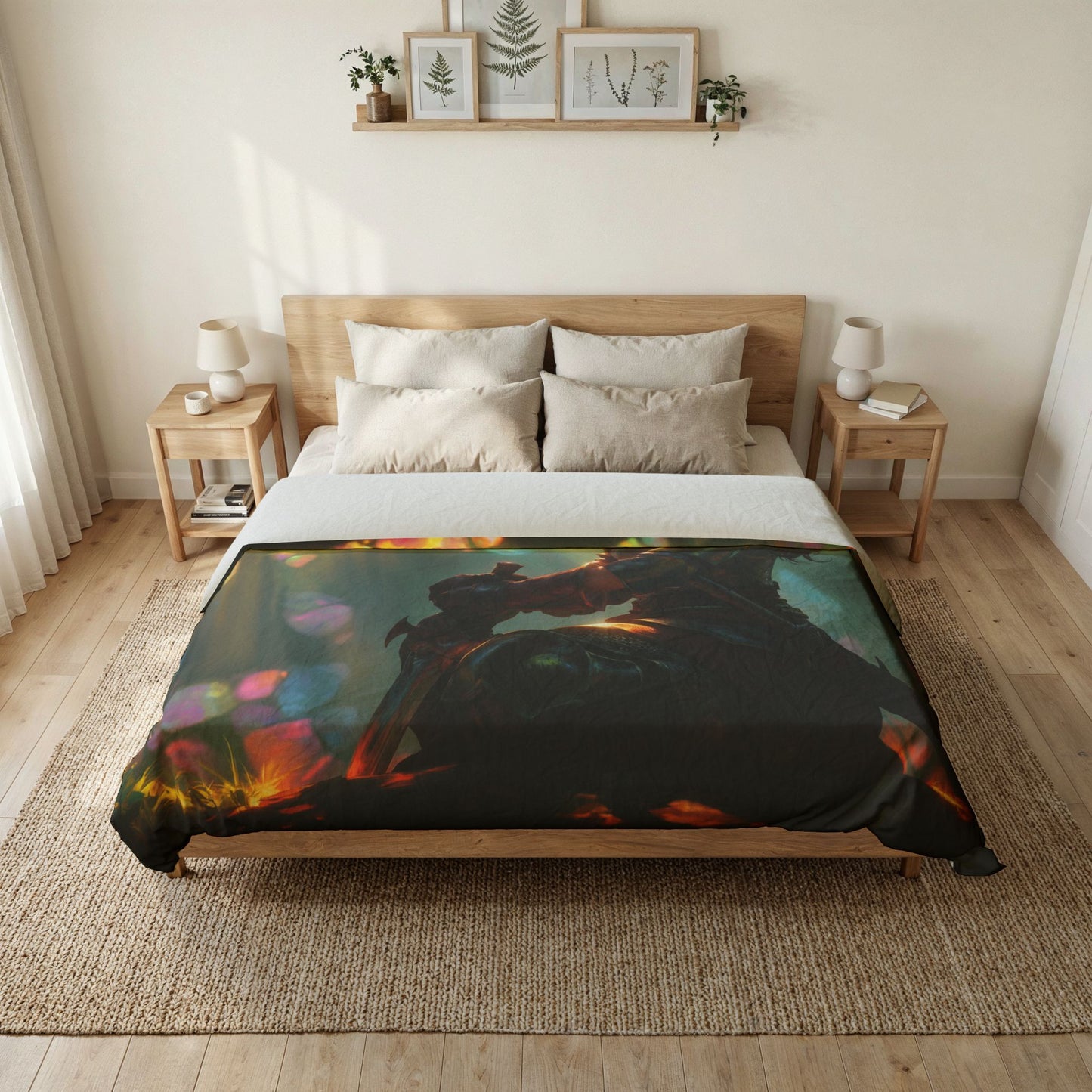 Knight’s Rest Cotton Duvet Cover – Dragon Sentinel & Prism Sunlight