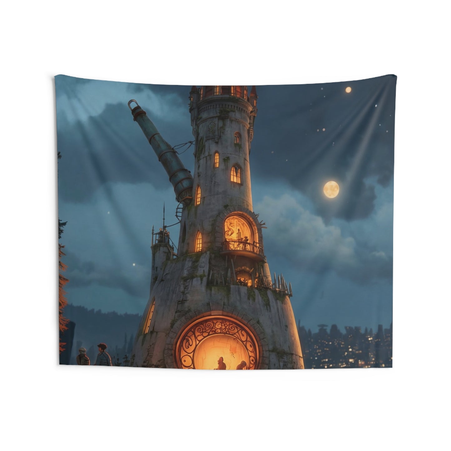 Starlit Observatory Tower Tapestry – Midnight Skywatcher’s Haven