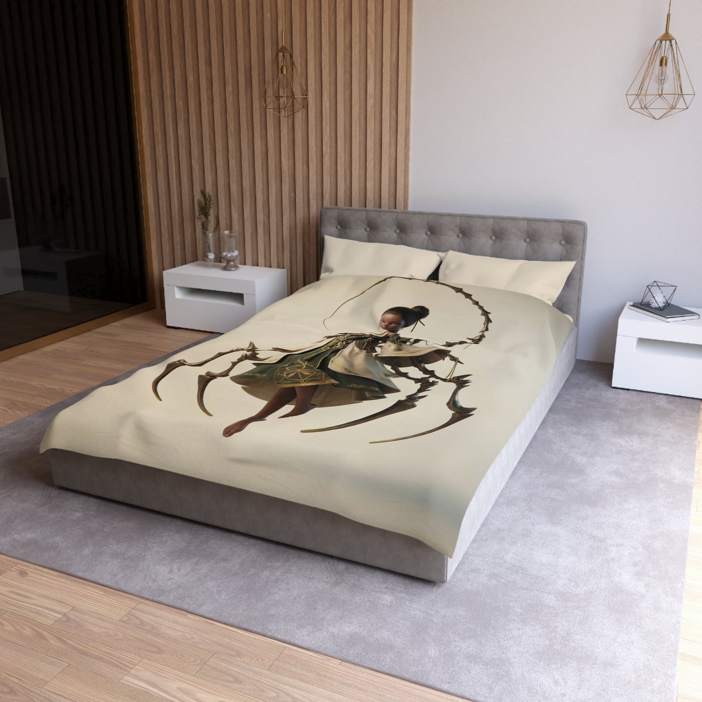 Moonlit Weaver Duvet Cover – Ethereal Spider Silk Dreamscape