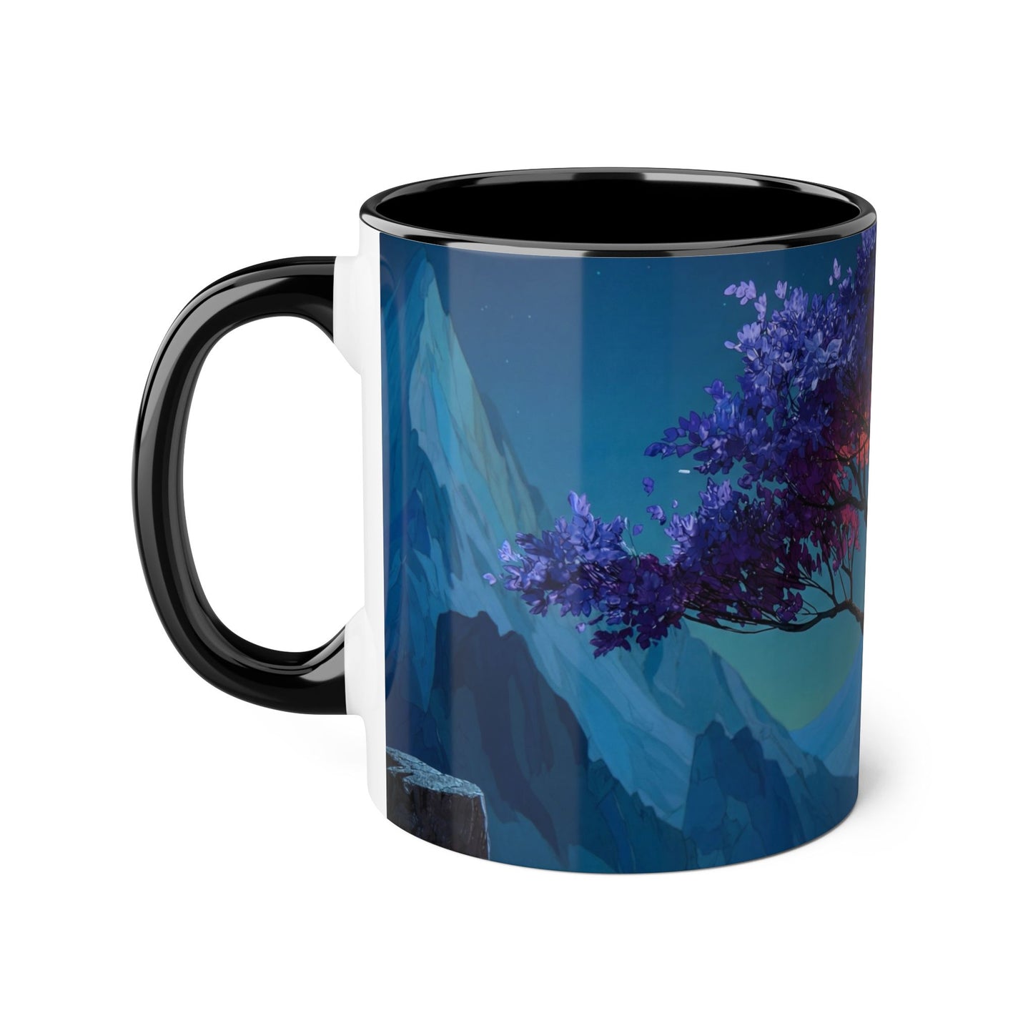 Twilight Bloom Accent Mugs, 11oz – Starlit Canopy & Golden Sunlight