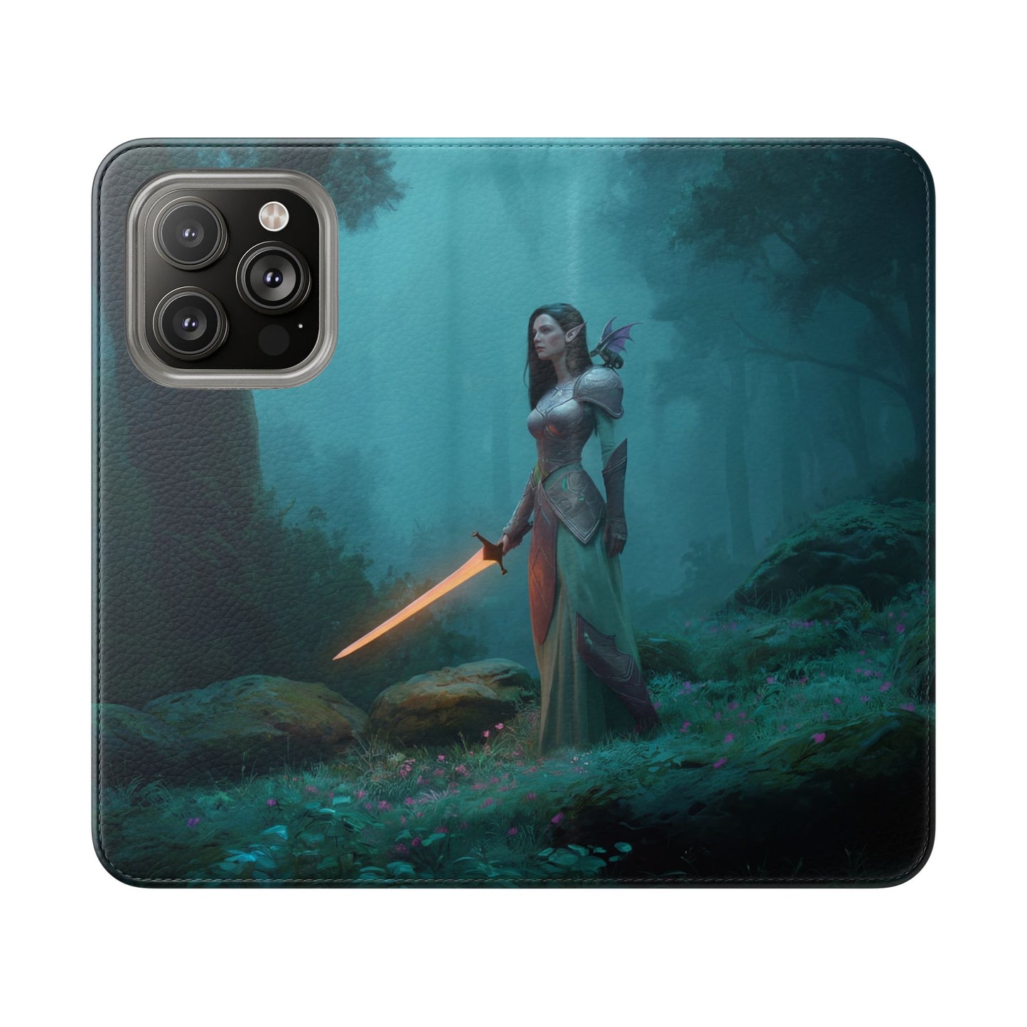 Forest Guardian Flip Cases – Elven Sentinel with Glowing Blade