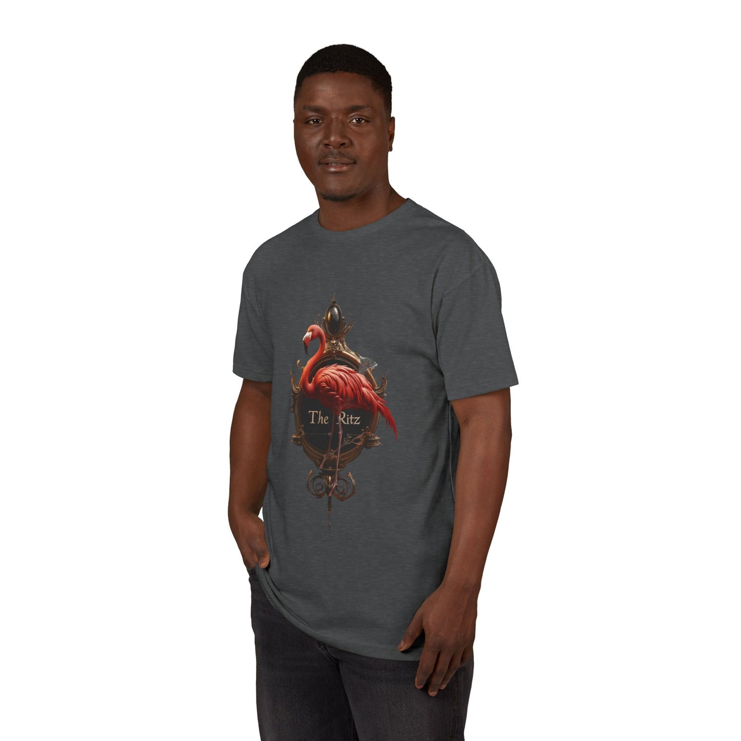 Velvet Flamingo Clock T-Shirt – Antique Ritz Signage Graphic