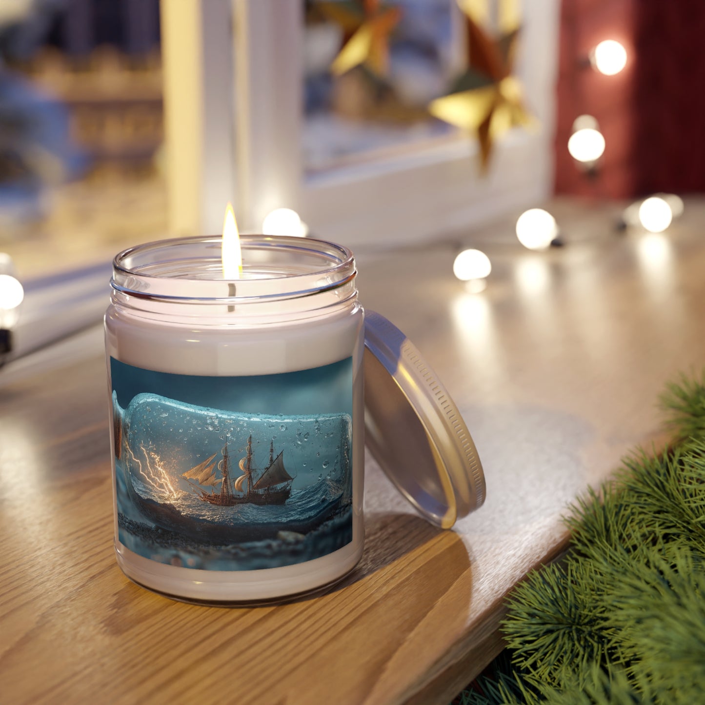 Storm-Sailed Ship in Bottle Scented Soy Candles with White Lid, 9oz – Captured Midnight Voyage