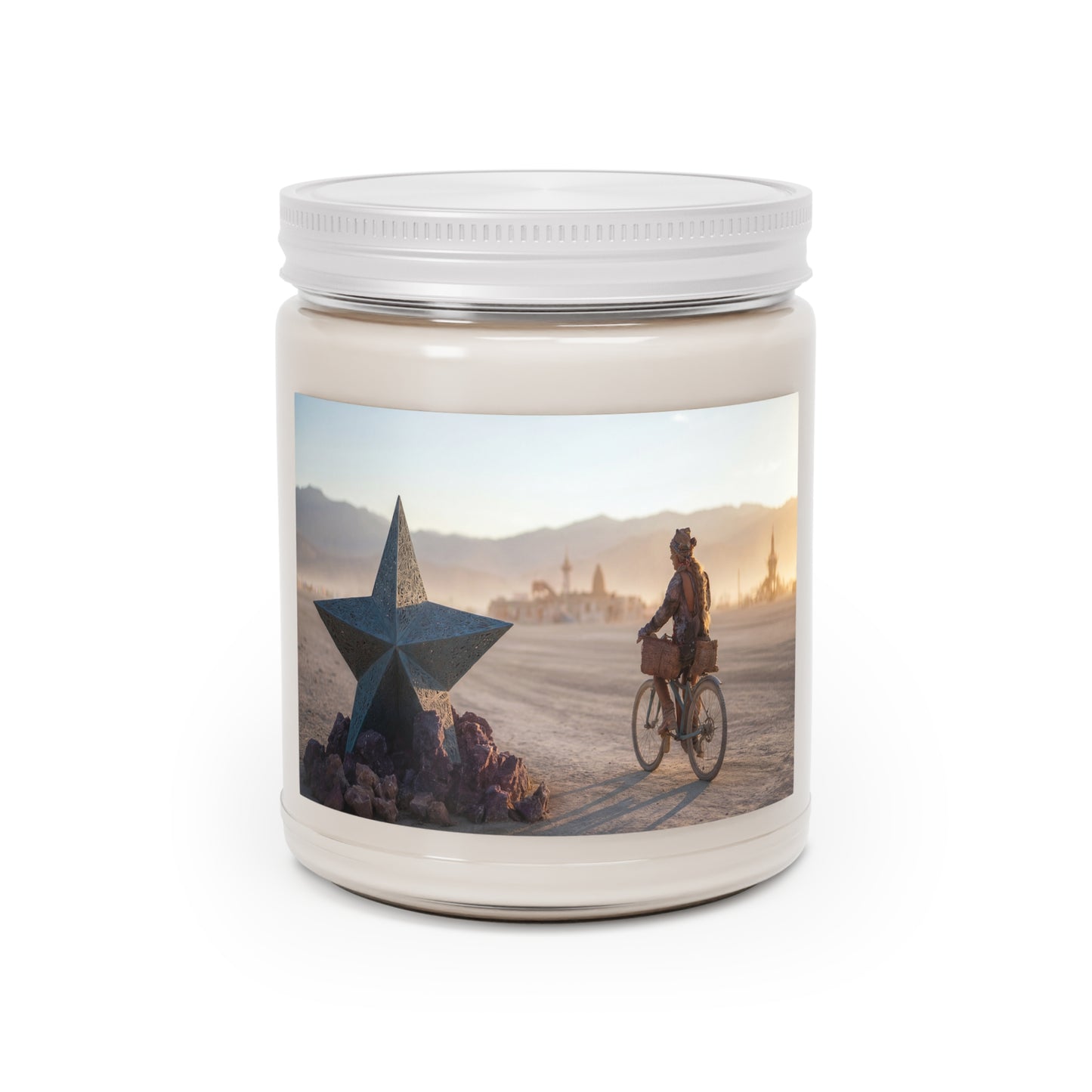 Desert Star Cyclist Scented Soy Candles with White Lid, 9oz – Golden Hour Wanderer