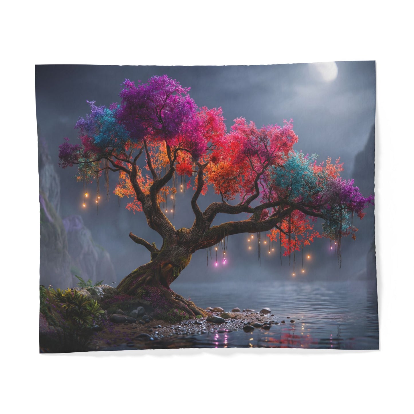 Prism Tree Cotton Duvet Cover – Rainbow Canopy Moonlit Cove Bedding