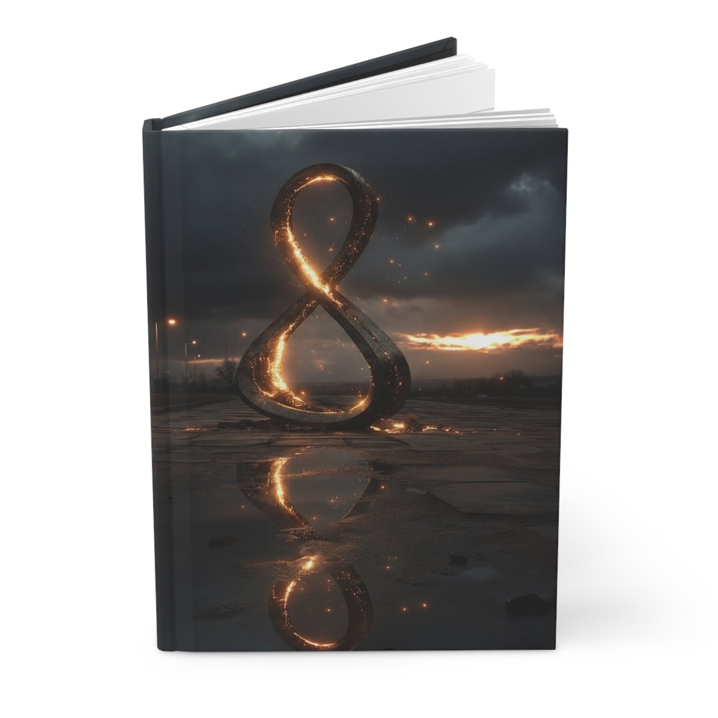 Infinity Symbol Sculpture Journal – Glowing Endless Path Matte