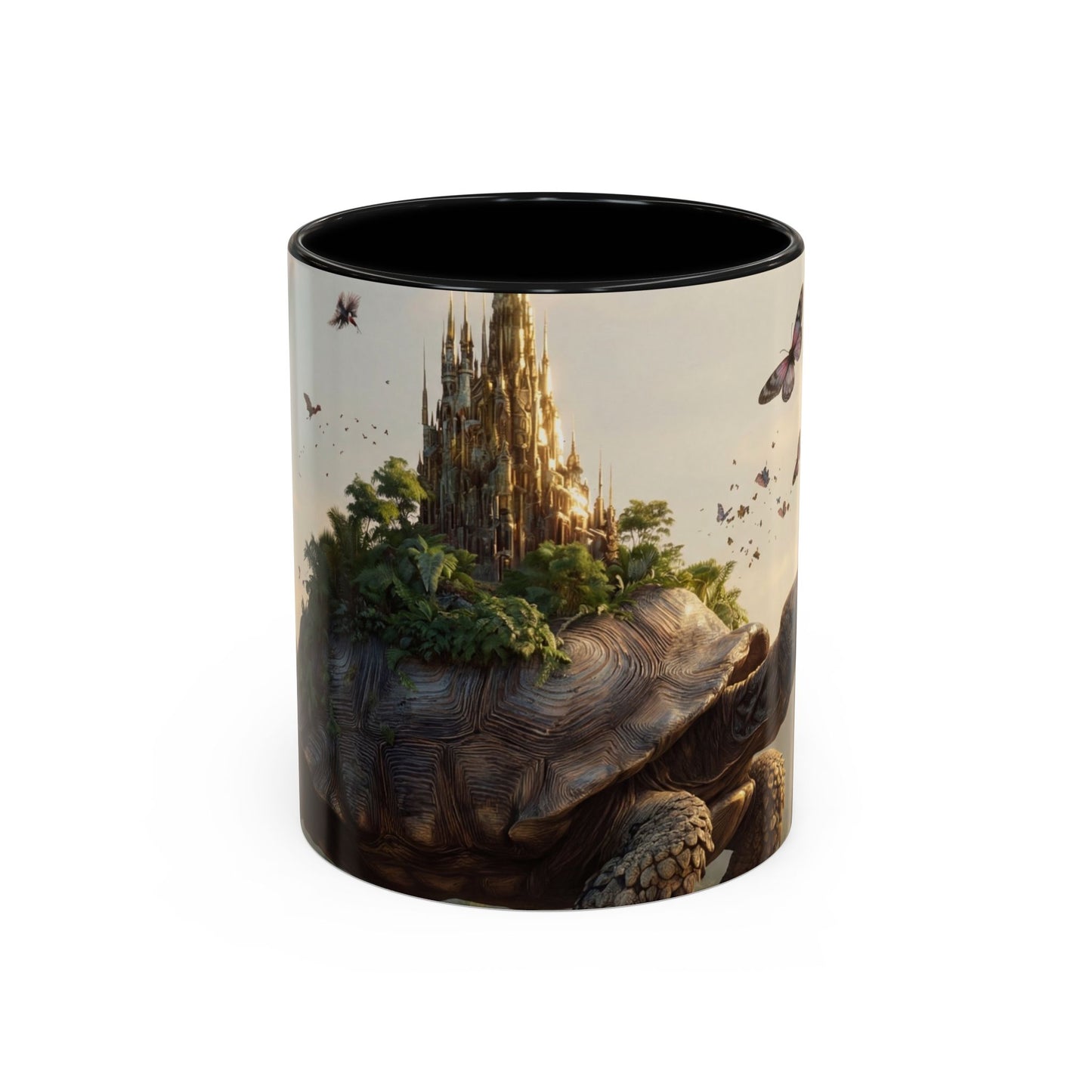 Castle Upon Turtle Shell Accent Coffee Mug (11, 15oz) – Sunset Sanctuary Dreamscape
