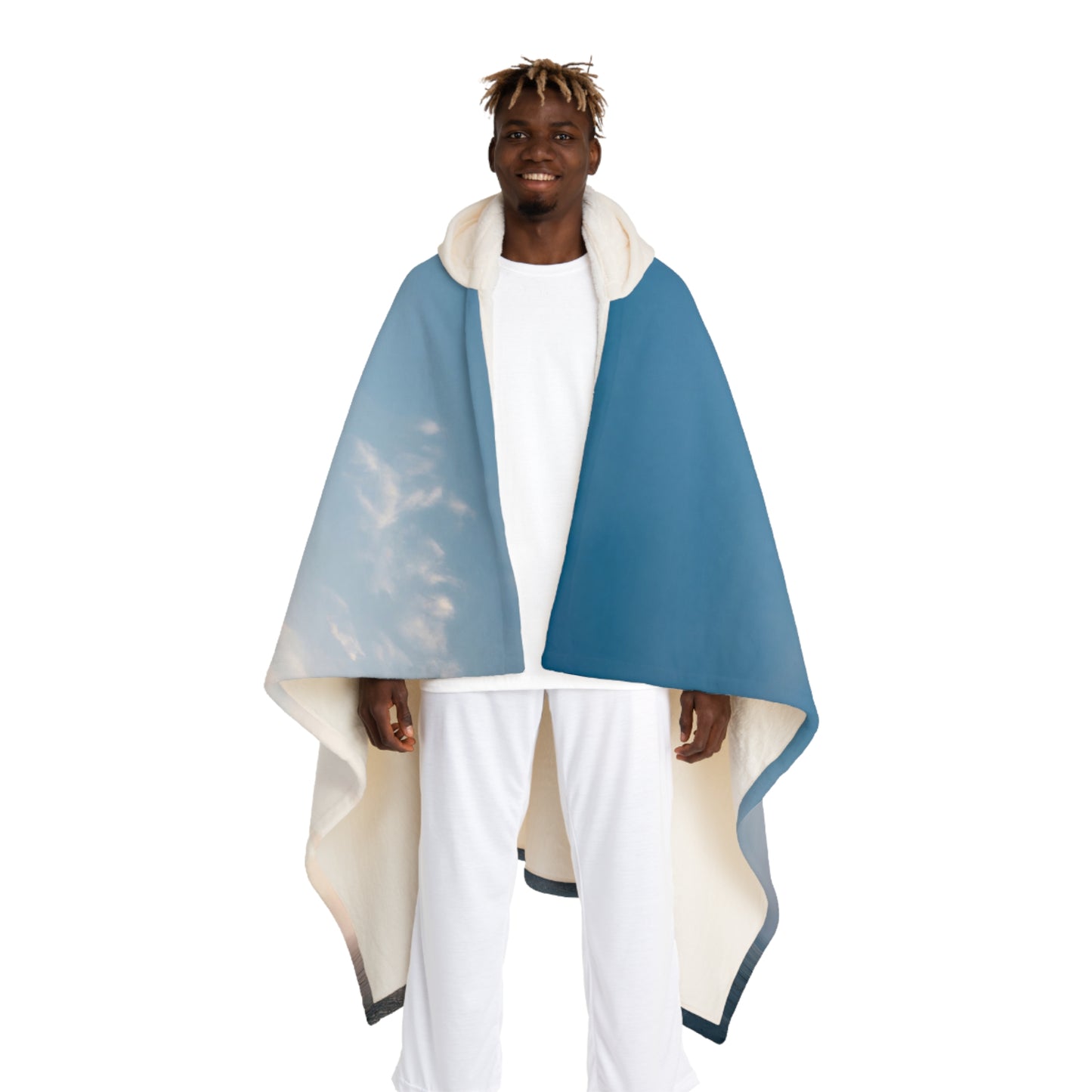 Skyward Steam Tower Hooded Sherpa Fleece Blanket – Lone Sentinel in the Dusk