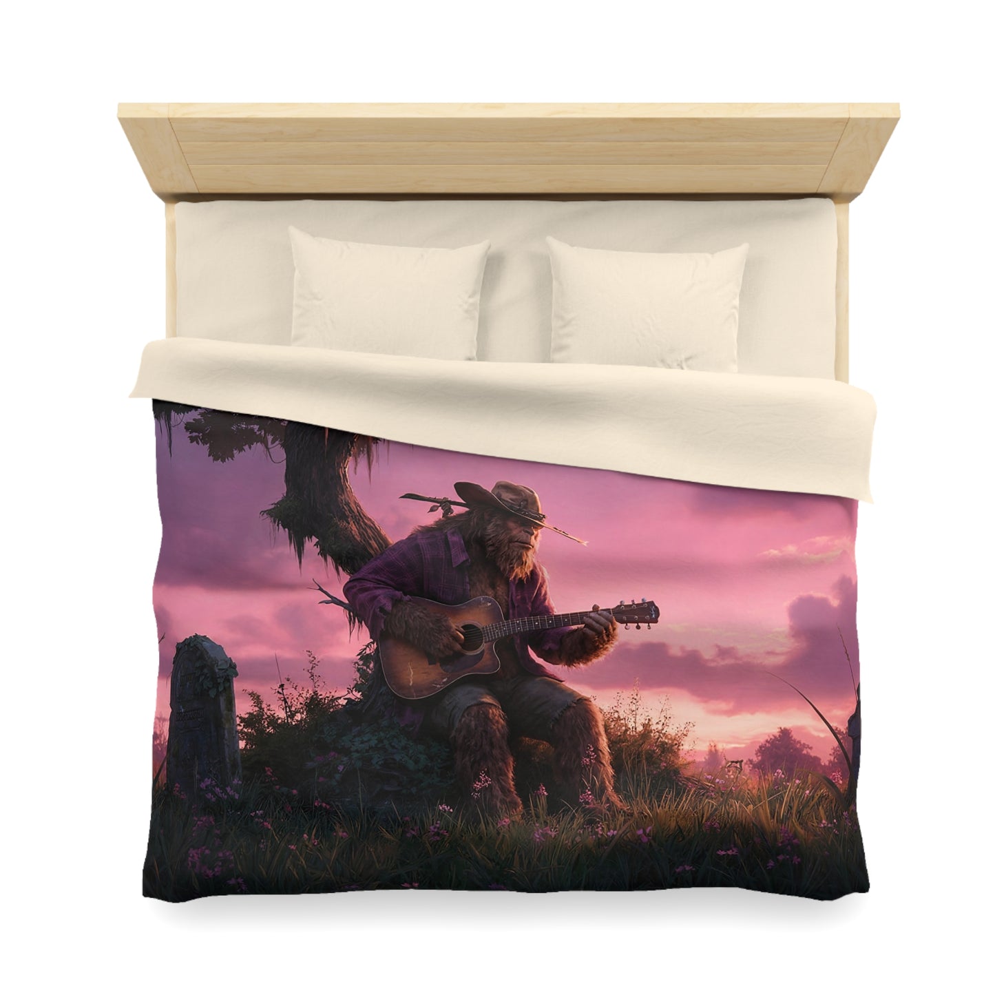 Swamp Folk Guitarist Duvet Cover – Twilight Serenade Under Spanish Moss