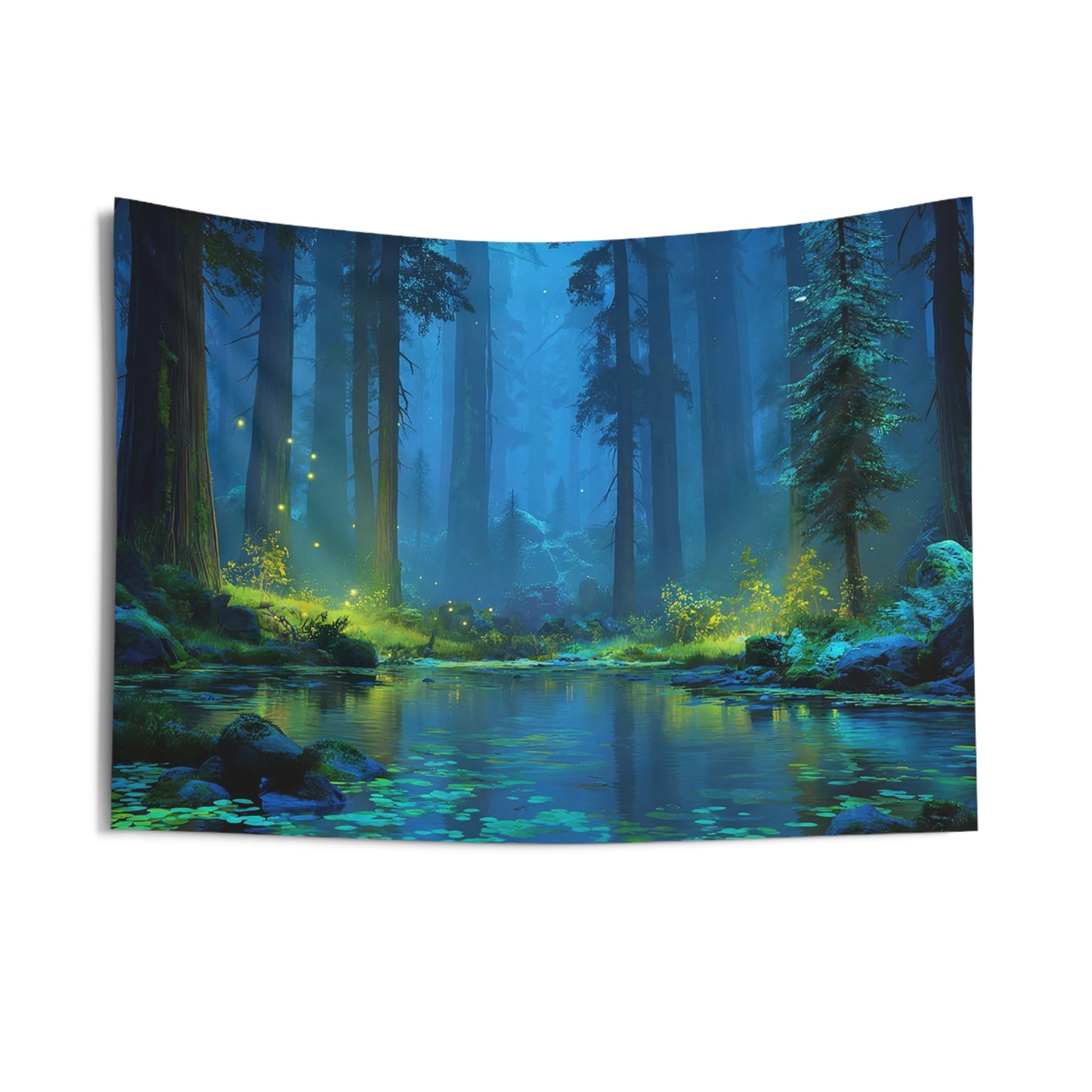Whispering Forest Tapestries – Bioluminescent Night Creek Dreamscape