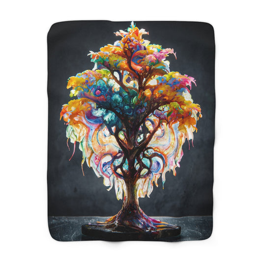 Prism Tree Sherpa Fleece Blanket – Liquid Rainbow Canopy Wrap