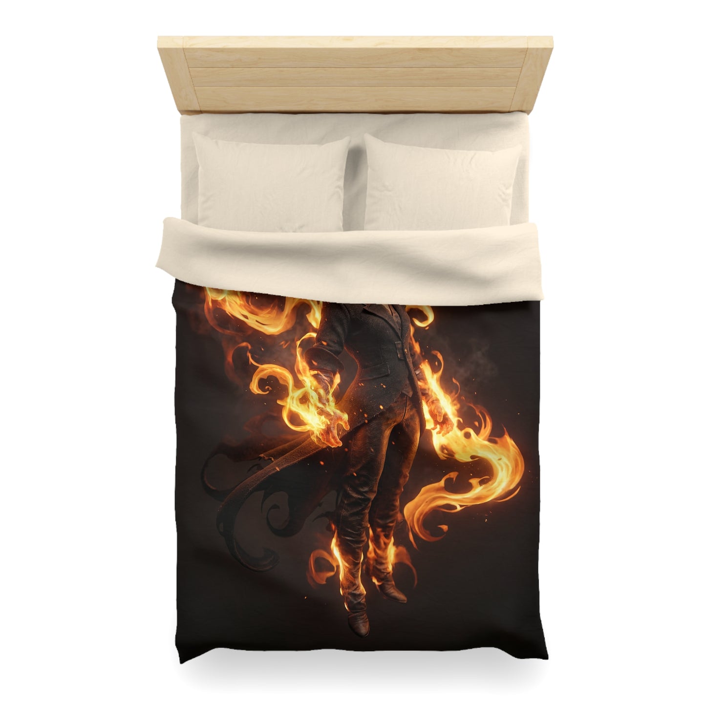 Fiery Sentinel Microfiber Duvet Cover – Embers of the Crimson Knight