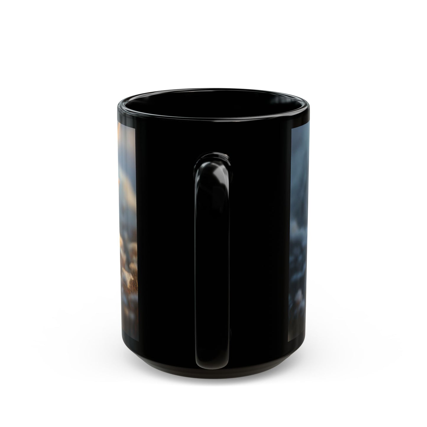 Winter’s Quiet Companion Black Mug – Snowdrift Embrace with Frost-Scaled Dragon