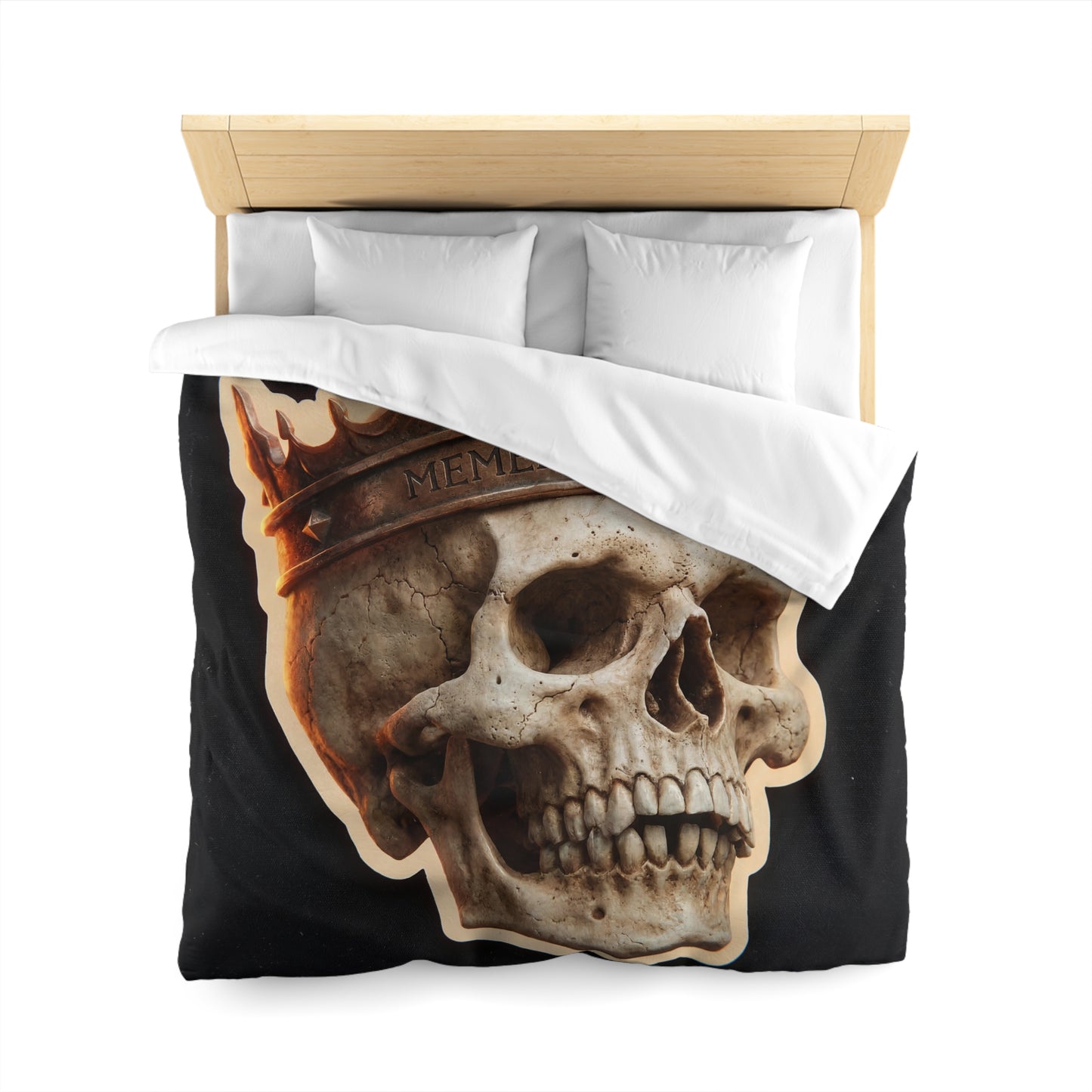 Crowned Skull Microfiber Duvet Cover – Regal Memento Mori Dreamscape