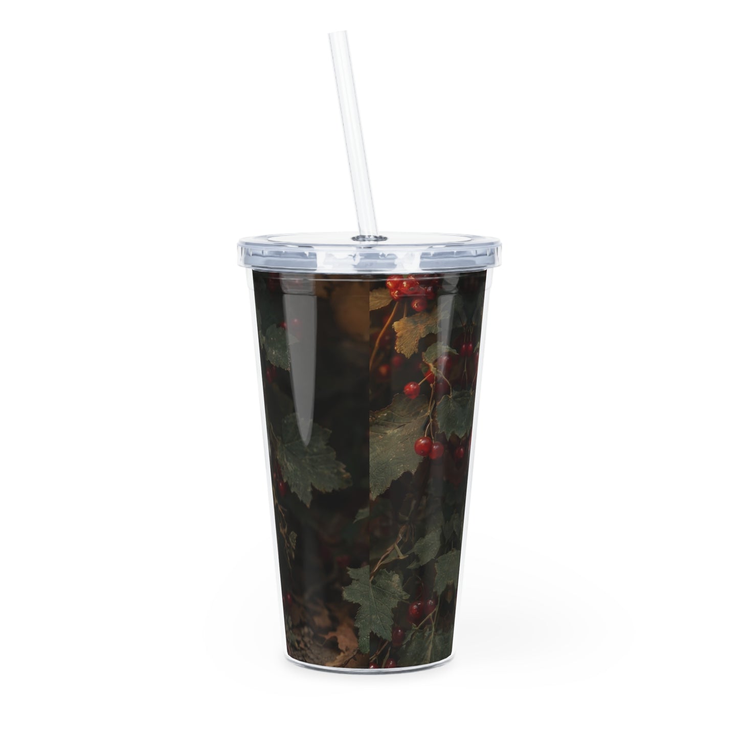 Candlelit Forager Mouse Tumbler with Straw – Autumn Berry Harvest Path