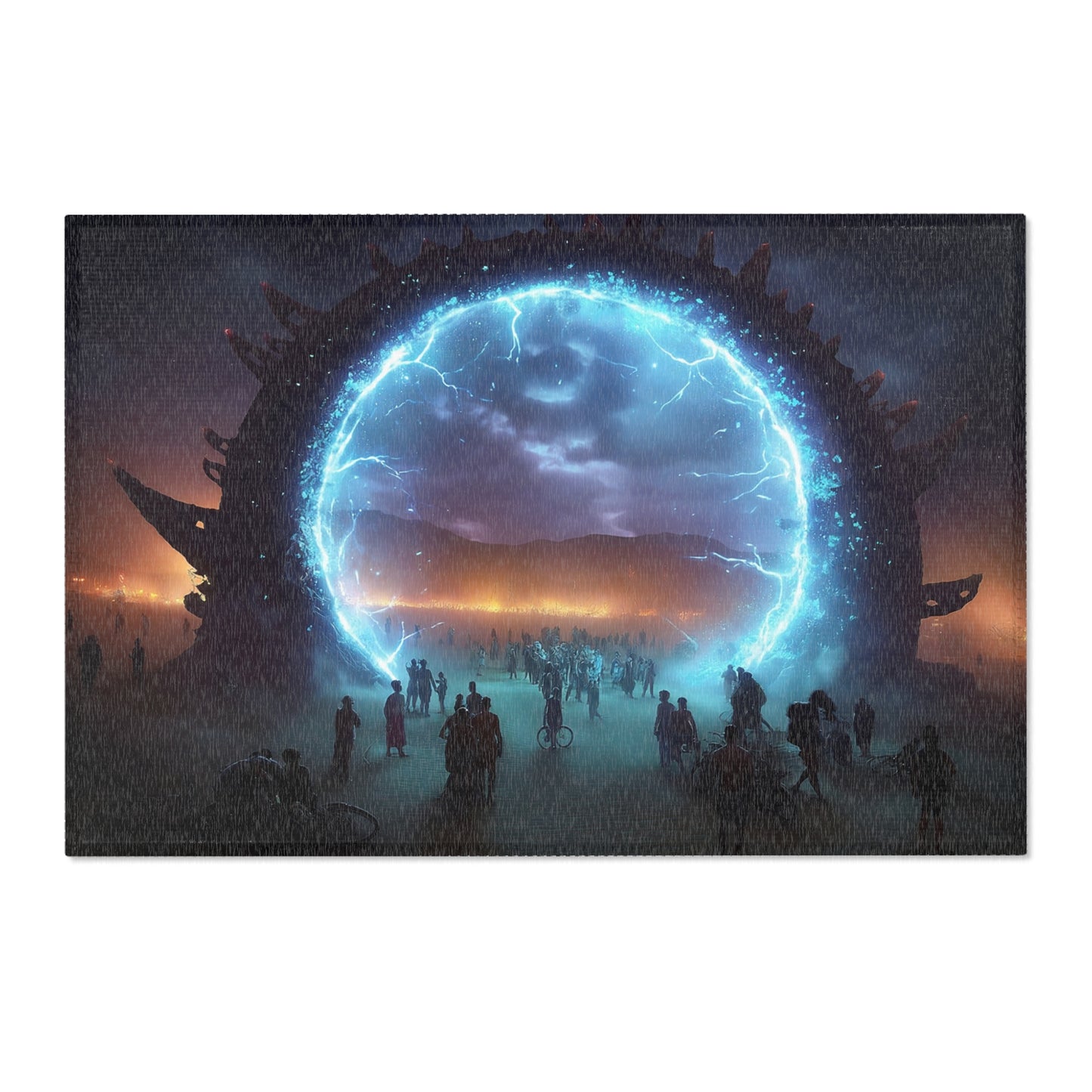 Celestial Portal Area Rugs – Electric Rift in the Desert Night