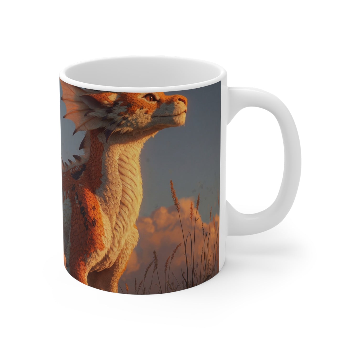 Sunset Dragon Ceramic Mugs (11oz\15oz\20oz) – Warm Glow Guardian