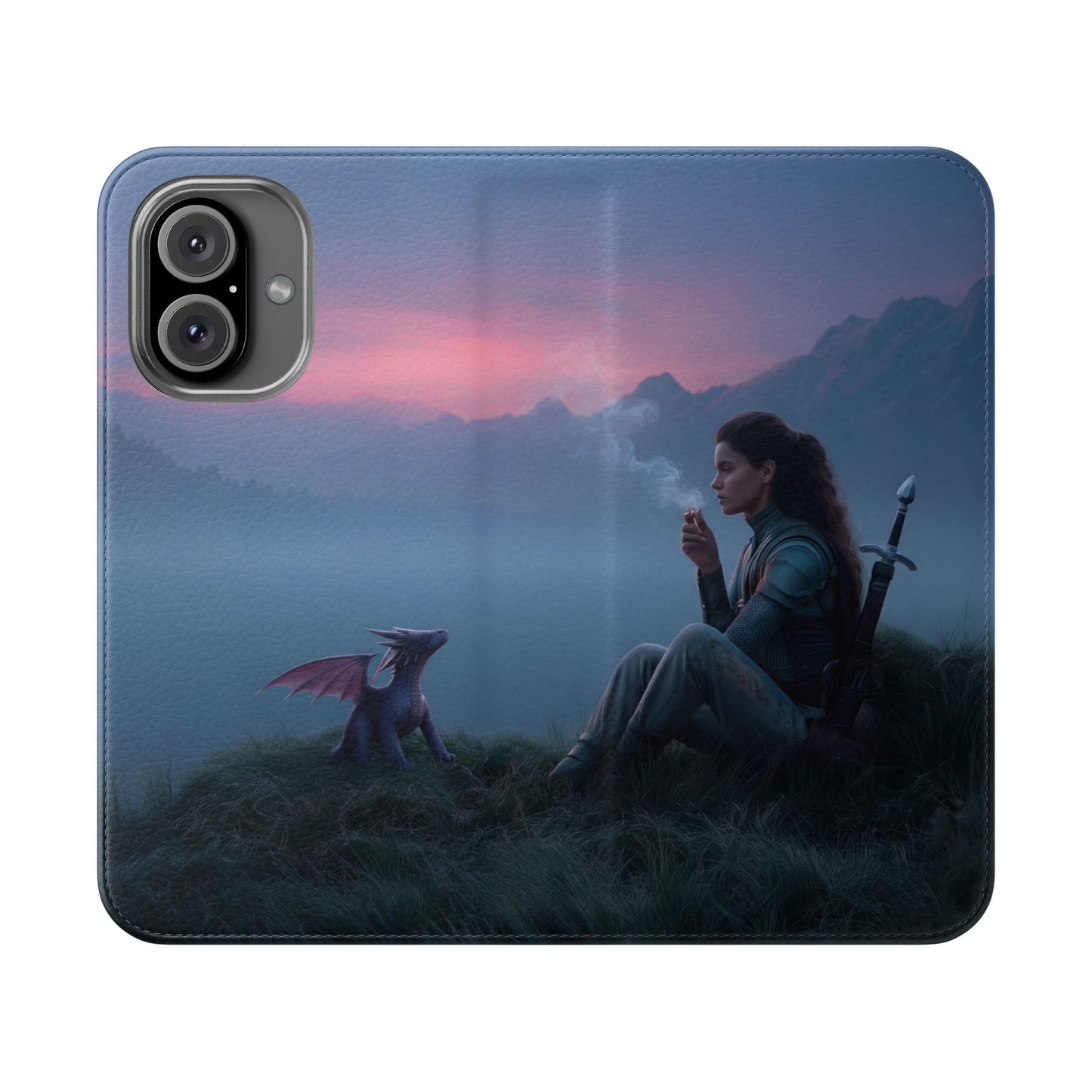 Silent Guardian Flip Cases – Misty Dawn Warrior and Dragon Companion