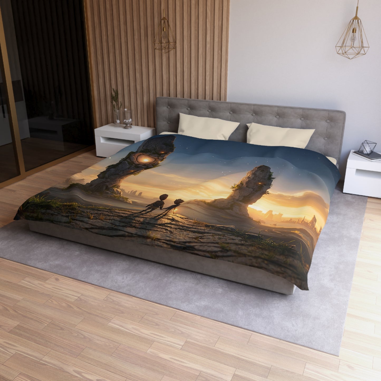Twin Travelers Microfiber Duvet Cover – Sunset Portal Dreamscape