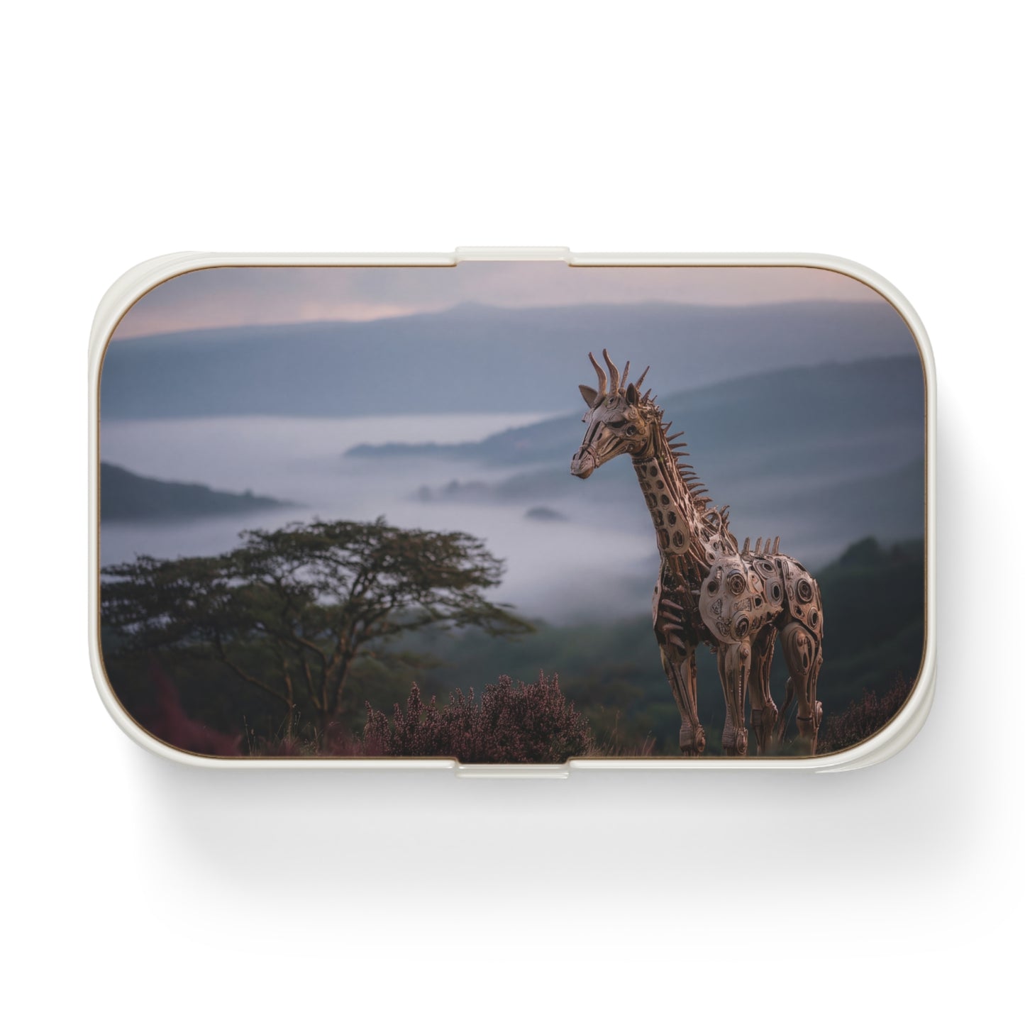Mechanical Giraffe Bento Lunch Box – Sunset Sentinel of the Misty Hills