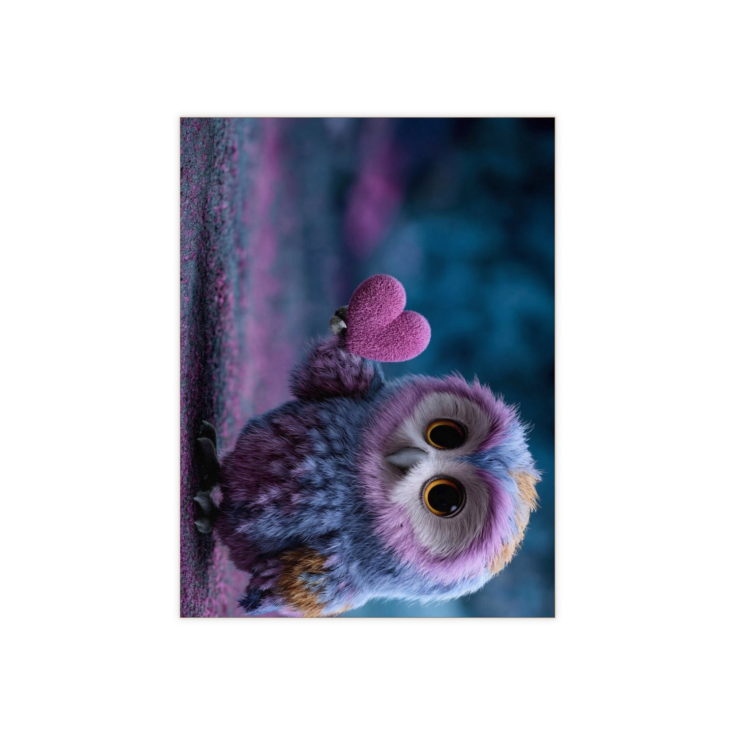 Rainbow Owl Ceramic Photo Tile – Tiny Guardian with a Velvet Heart