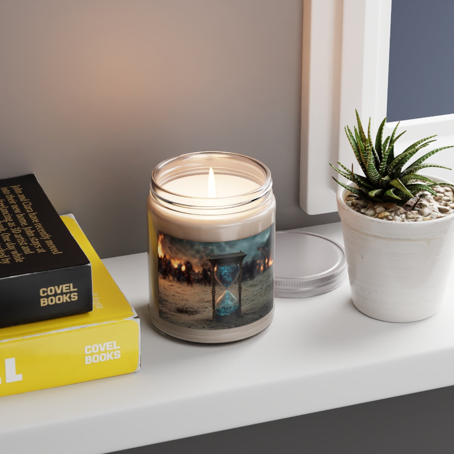Hourglass of Twilight Scented Soy Candles with White Lid, 9oz – Blue Sands of a Fading Battle