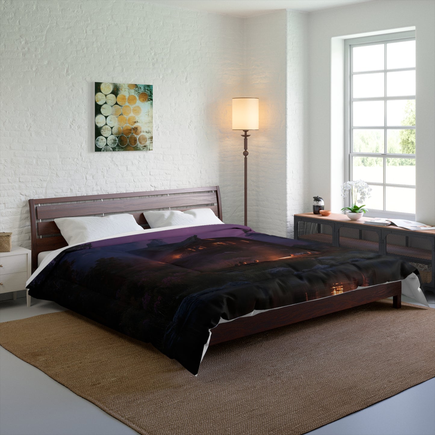 Whispering Pines Lodge Comforter – Twilight Campfire Gathering