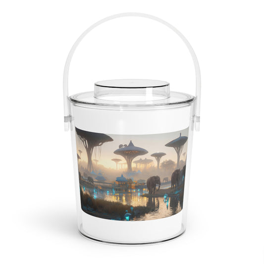 Celestial Elephants Ice Bucket with Tongs – Twilight Oasis Dreamscape