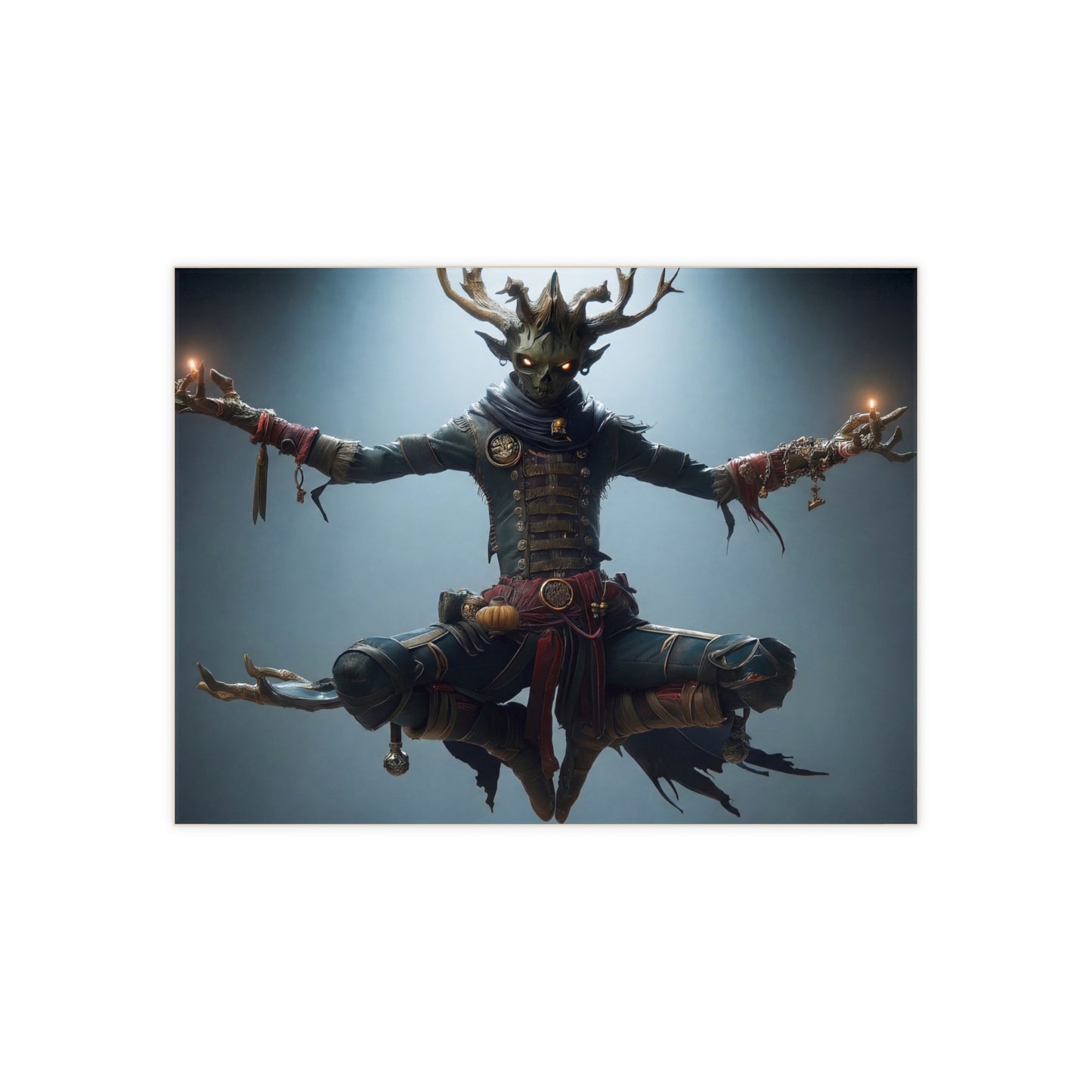 Forest Guardian Monk Ceramic Photo Tile – Twilight Meditation with Glowing Candles