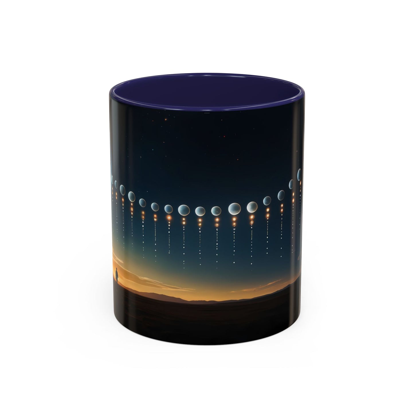 Celestial Pathway Accent Coffee Mug (11, 15oz) – Lone Walker Among Falling Moons